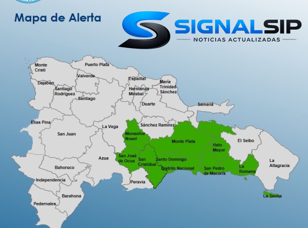El COE mantiene bajo alerta verde a ocho provincias y al Distrito Nacional, de acuerdo con el informe emitido por INDOMET